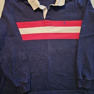Ralph Lauren Navy Sweater with Red and White Stripes